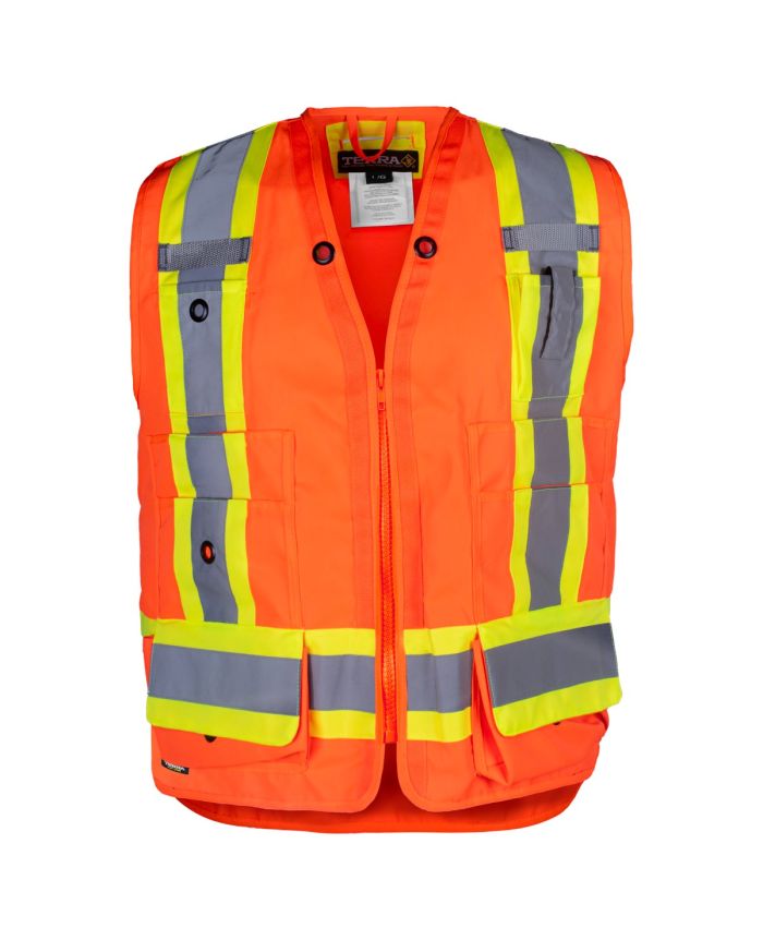 Hi-Vis Surveyor's Vest with Zipper Closure by TERRA Workwear - Style 116624