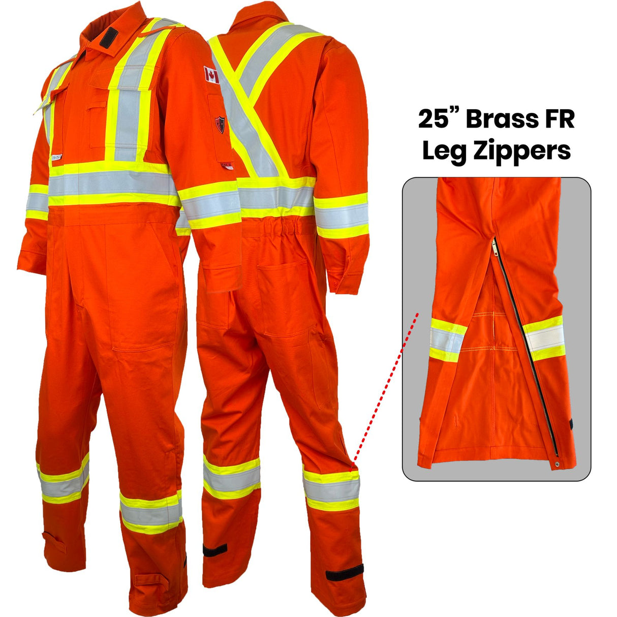 Atlas Guardian FR/AR Hi Vis 4” Coveralls w/ Leg Zippers - By Atlas Workwear Style 1274