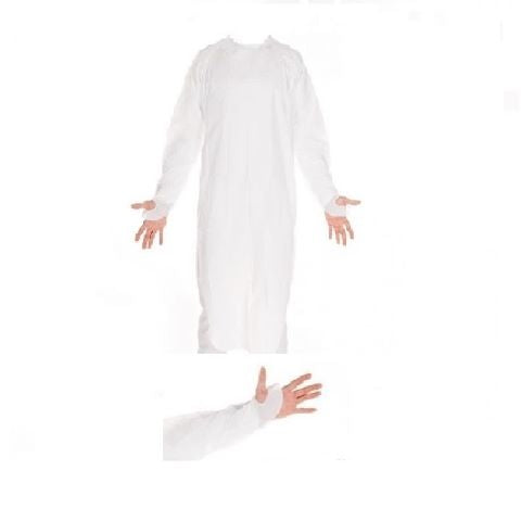 Disposable CPE Gown, Die Cut w/Thumb Loops, 50/Bag - Style CPEG45