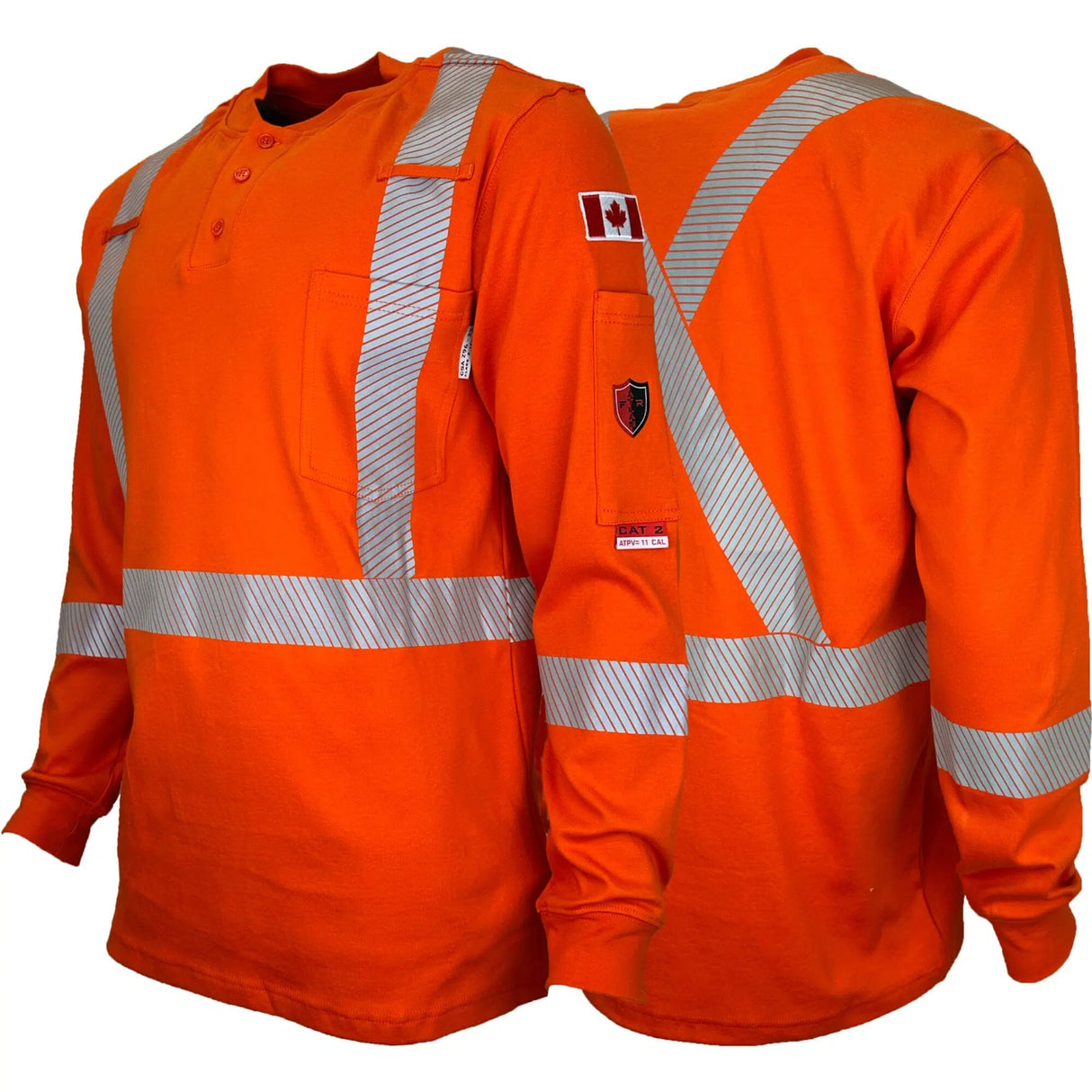 FR Arc Flash Long Sleeve Henley Shirts with Segmented Striping by Atlas Workwear Style 403