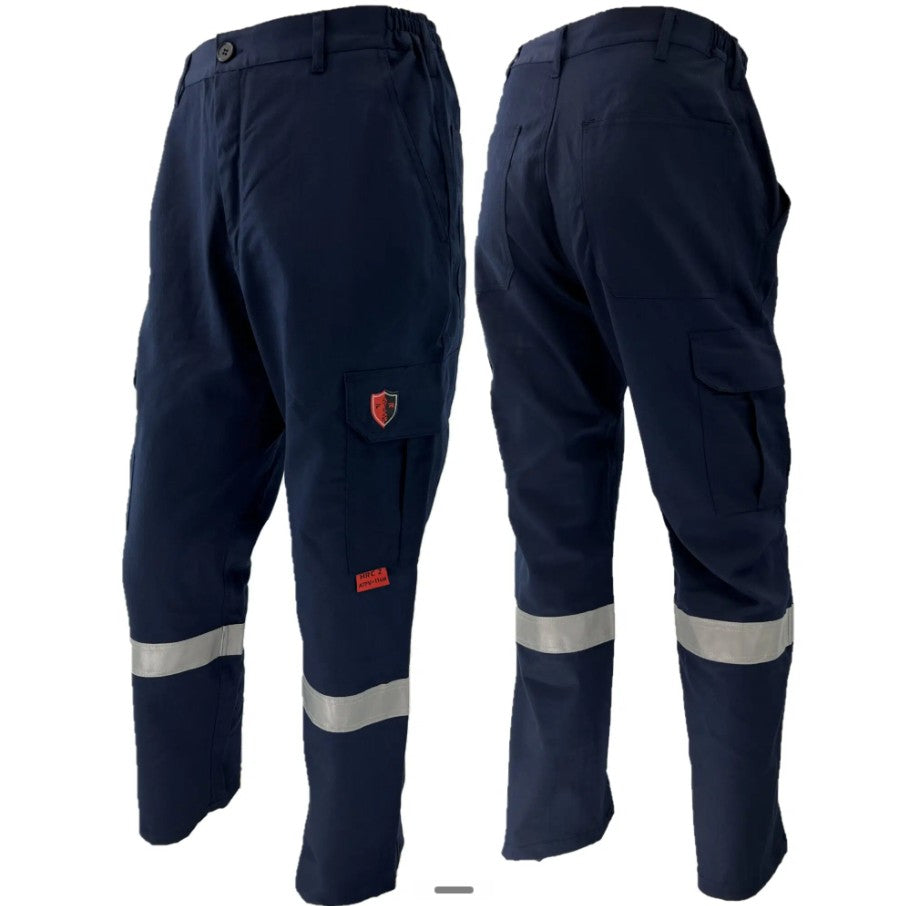 Navy FR / Arc Flash Cargo Pants w/ Hi Vis Striping by Atlas Workwear - Style 405NB