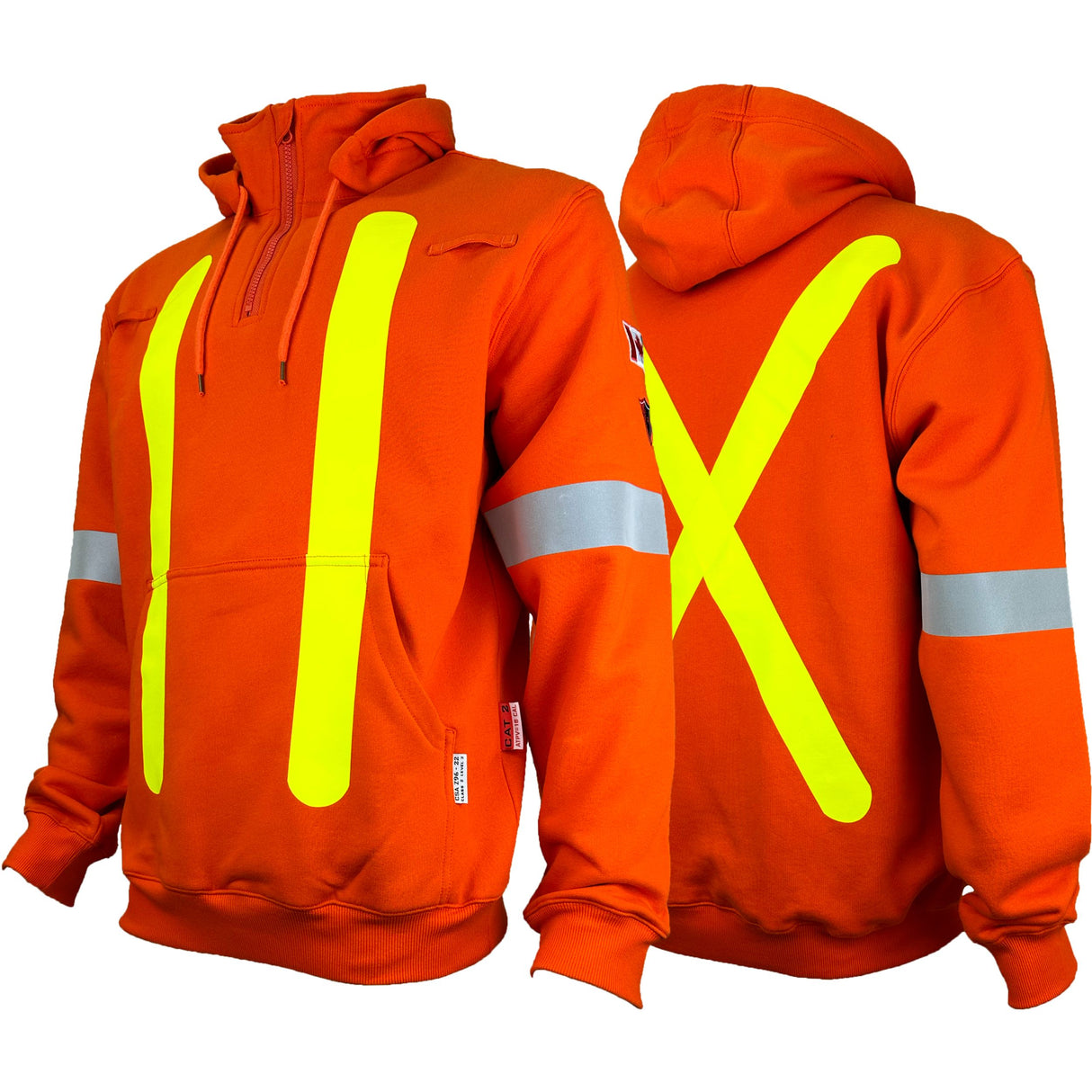Orange High Visibility Hoodie with OHSA Style striping by Atlas Workwear