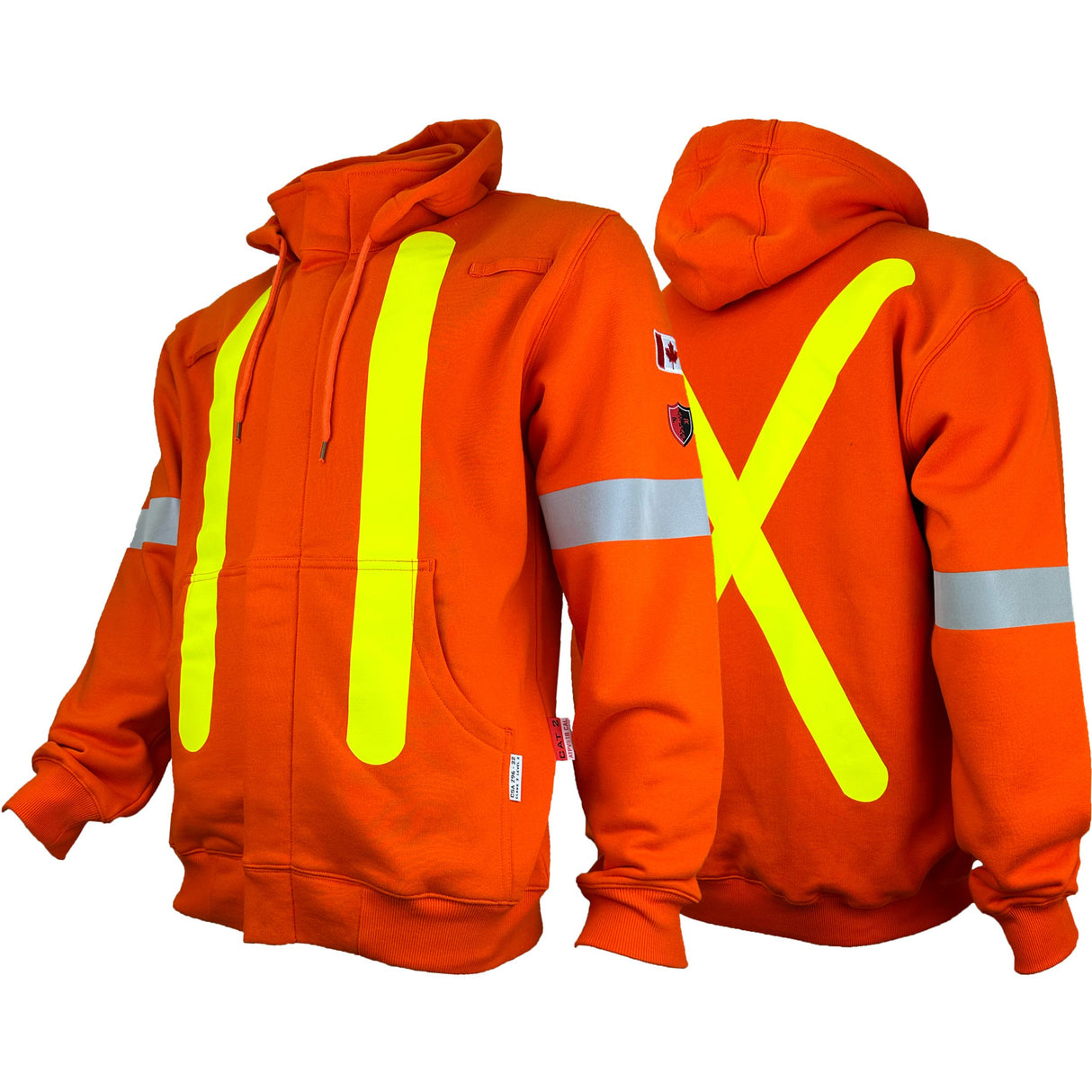 Orange High Visibility Hoodie with OHSA Style striping by Atlas Workwear
