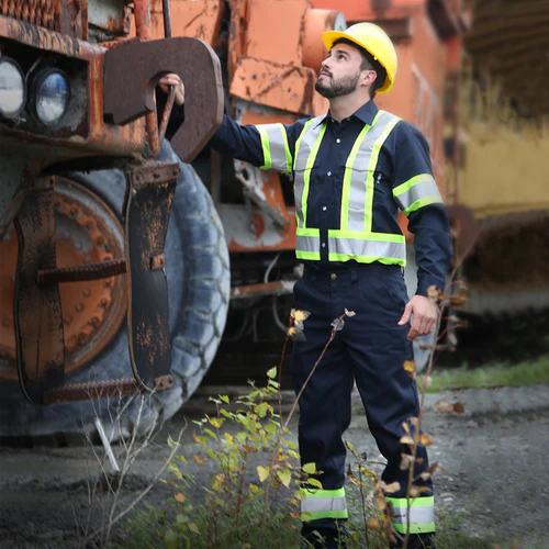 Long Sleeve Work Shirt w/Snaps & Hi Vis Striping by GATTS Workwear - Style 625SX4