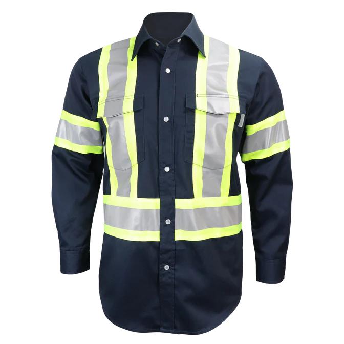 Long Sleeve Work Shirt w/Snaps & Hi Vis Striping by GATTS Workwear - Style 625SX4