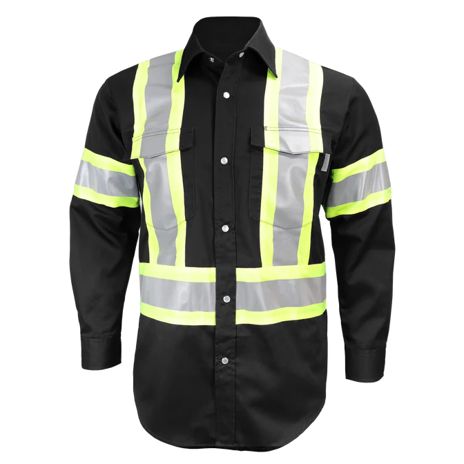 Long Sleeve Work Shirt w/Snaps & Hi Vis Striping by GATTS Workwear - Style 625SX4