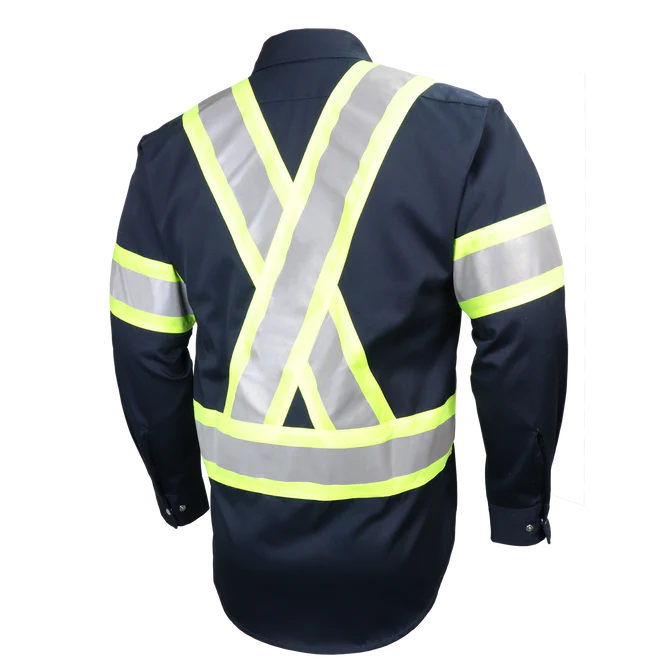 Long Sleeve Work Shirt w/Snaps & Hi Vis Striping by GATTS Workwear - Style 625SX4