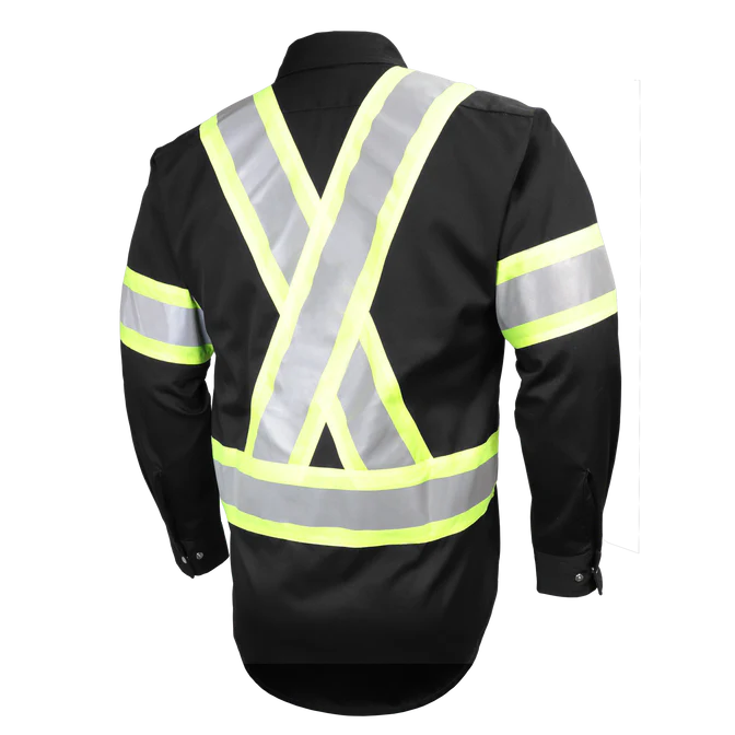 Long Sleeve Work Shirt w/Snaps & Hi Vis Striping by GATTS Workwear - Style 625SX4