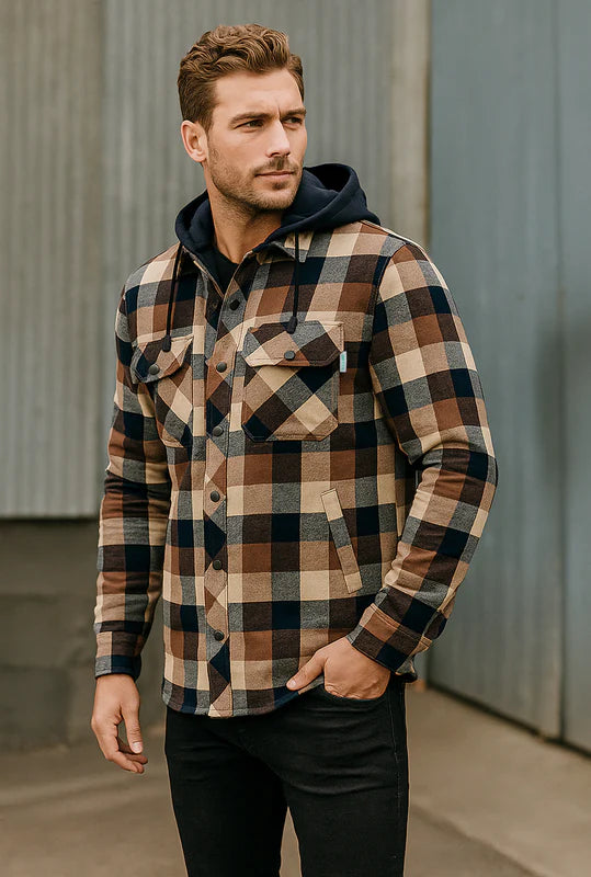 Flannel Lined Shirt with Hood by GATTS Workwear - Style 630DCF