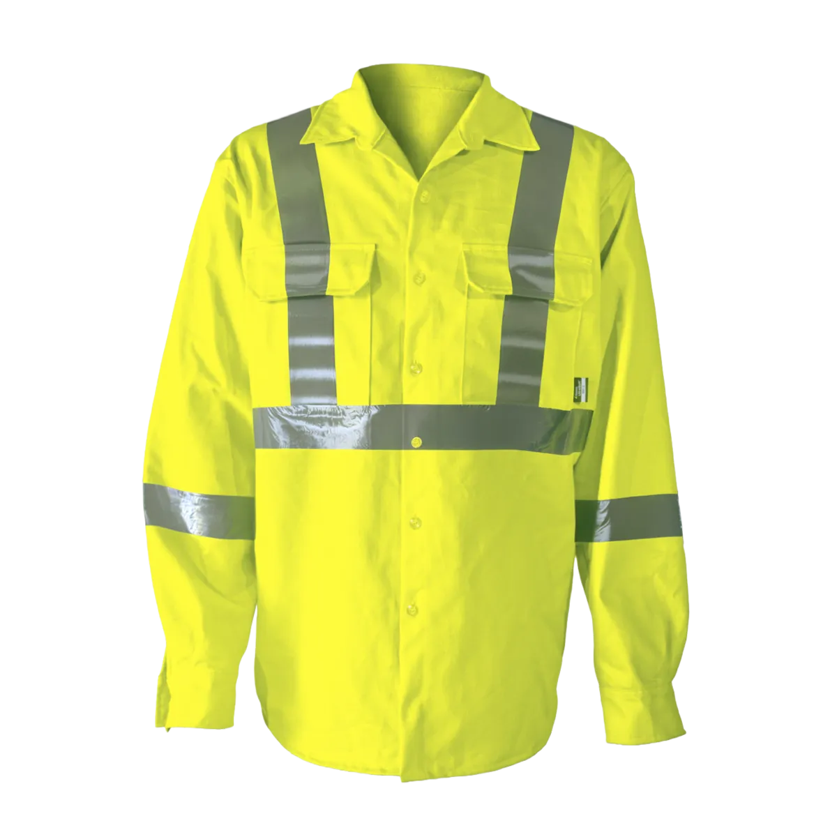 Hi-Vis FR Work Shirts With 2" Silver Striping by Big K Clothing - BK555FRI-2