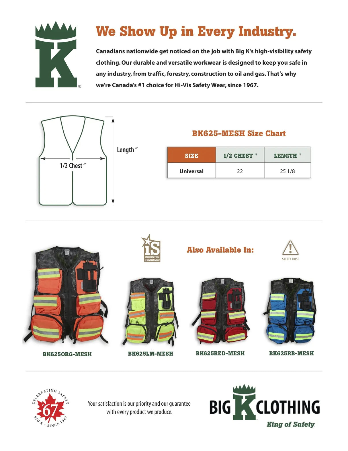 Hi-Vis Mesh First Aid Safety Vest by Big K Clothing - Style BK625-M