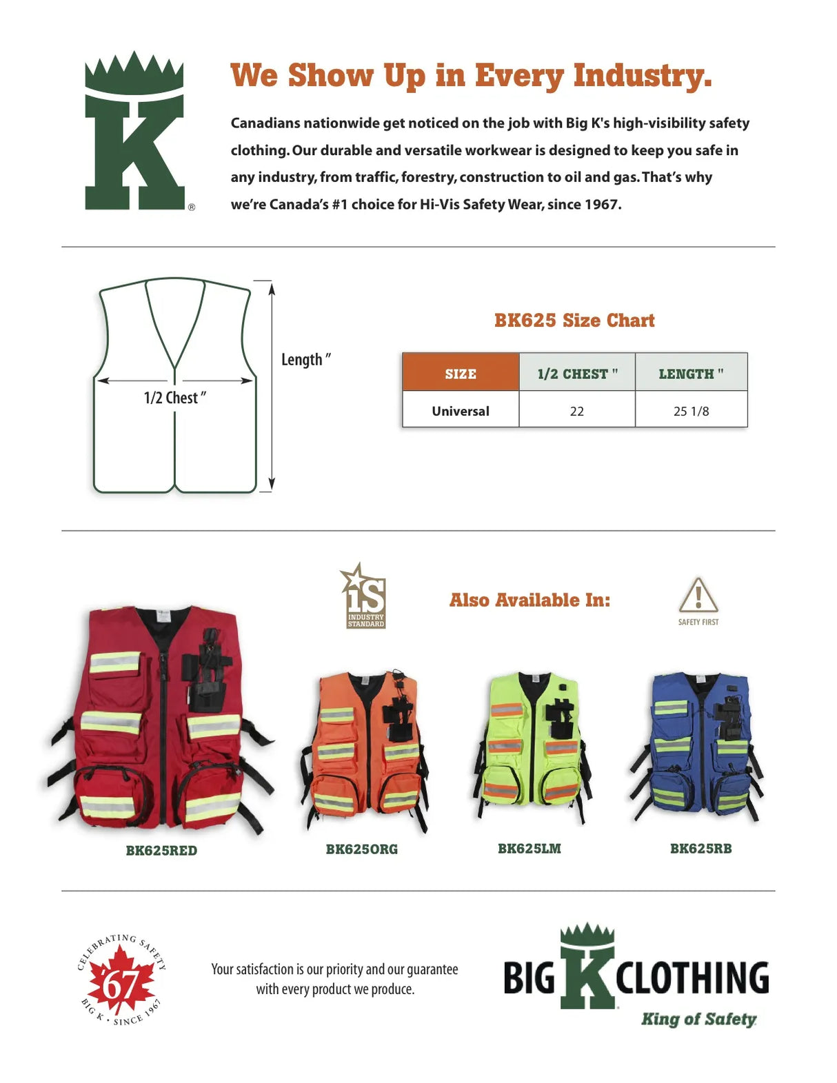 Hi-Vis First Aid Safety Vest by Big K Clothing - Style BK625