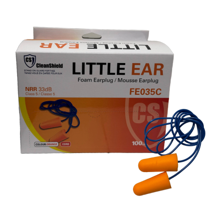 Corded Little Ear Foam Ear Plugs by CleanShield - Style FE035C