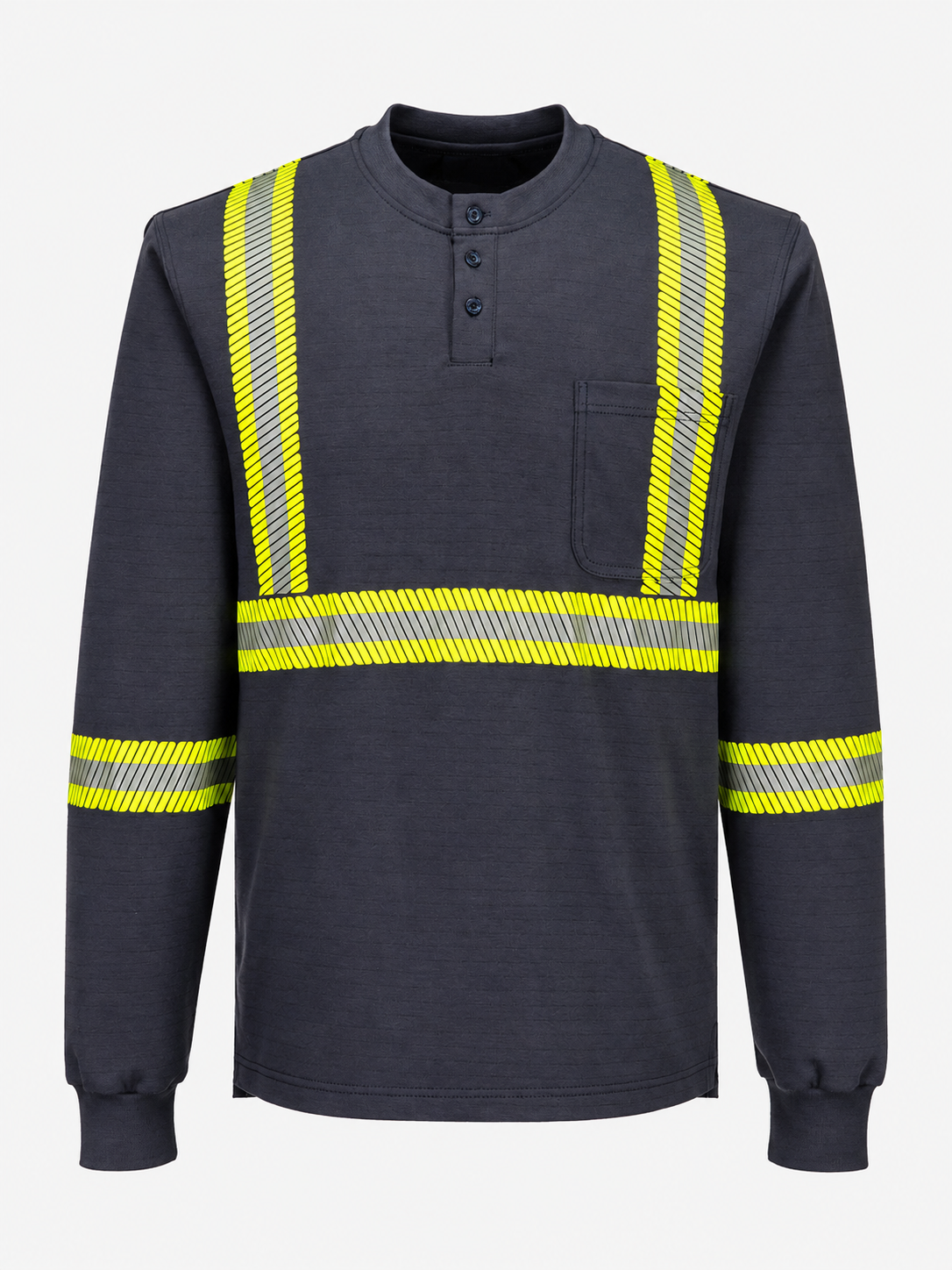 Navy Bizflame knit 2" FR Henley by Portwest - Style FR748