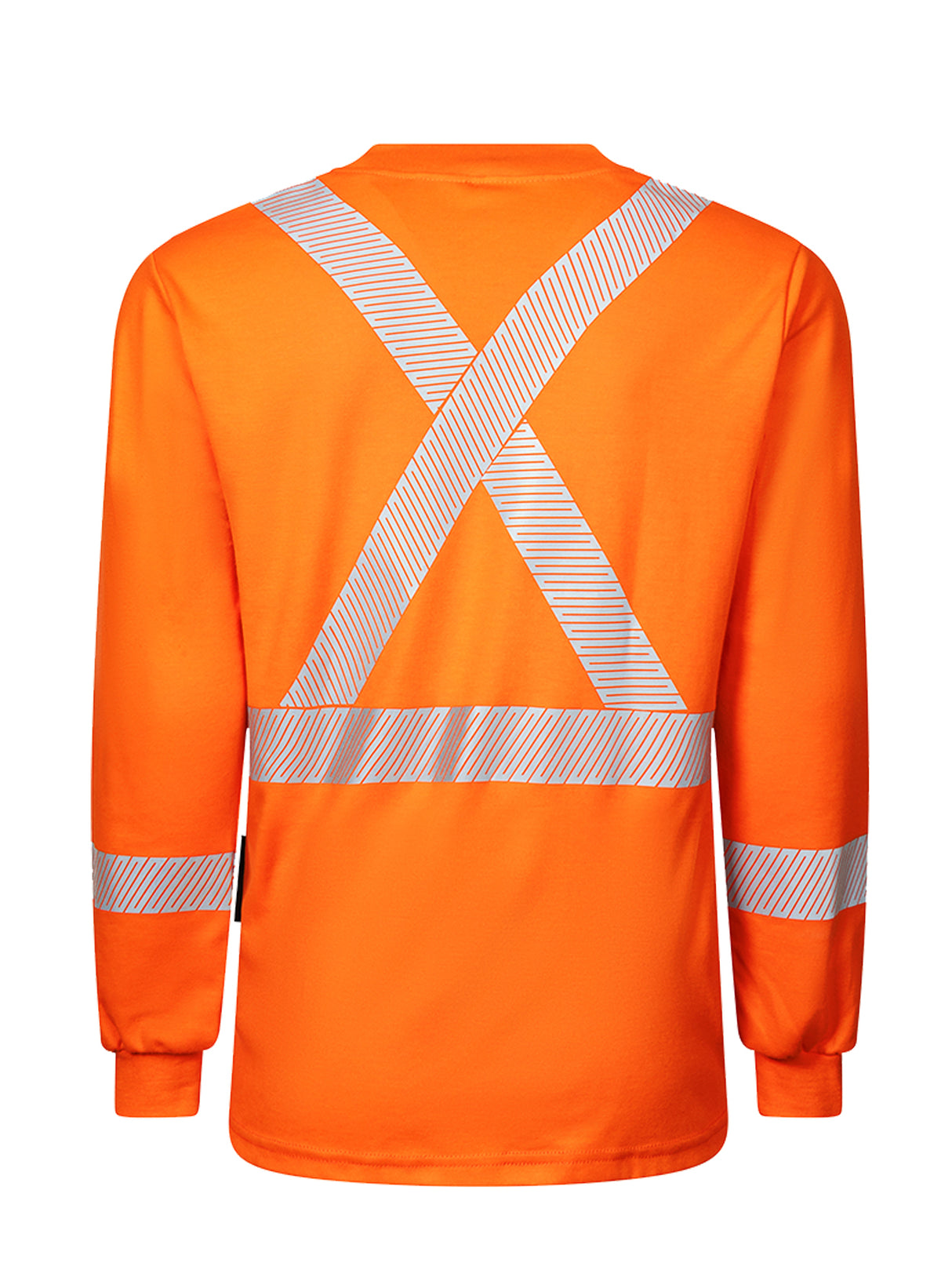Hi Vis Orange Front Line Fabric 6.9 oz. Long Sleeve Henley w/Segmented Striping by IFR Workwear Style 662