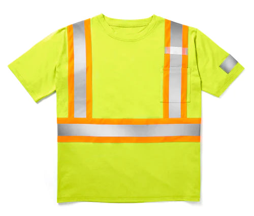 Rasco Hi Vis Birdseye Short Sleeve Safety Tee Shirt with Chest Pocket - Style HV006
