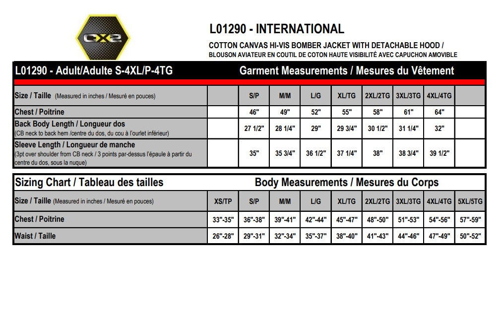 CX2 International - Cotton Canvas Hi-Vis Bomber Jacket w/ Detachable Hood - Style L01290