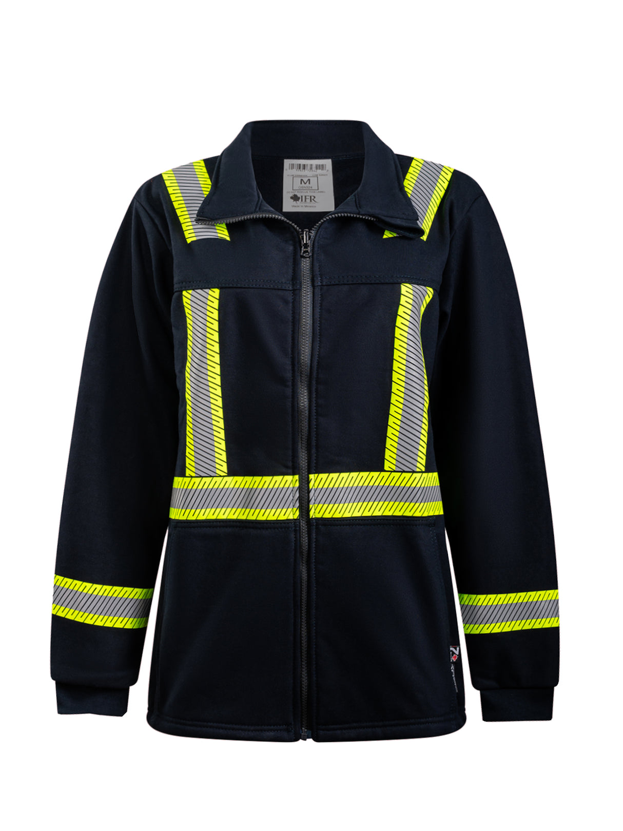 Navy Fleece Full Zip Jacket With Reflective Striping By IFR Workwear – Style OSN324