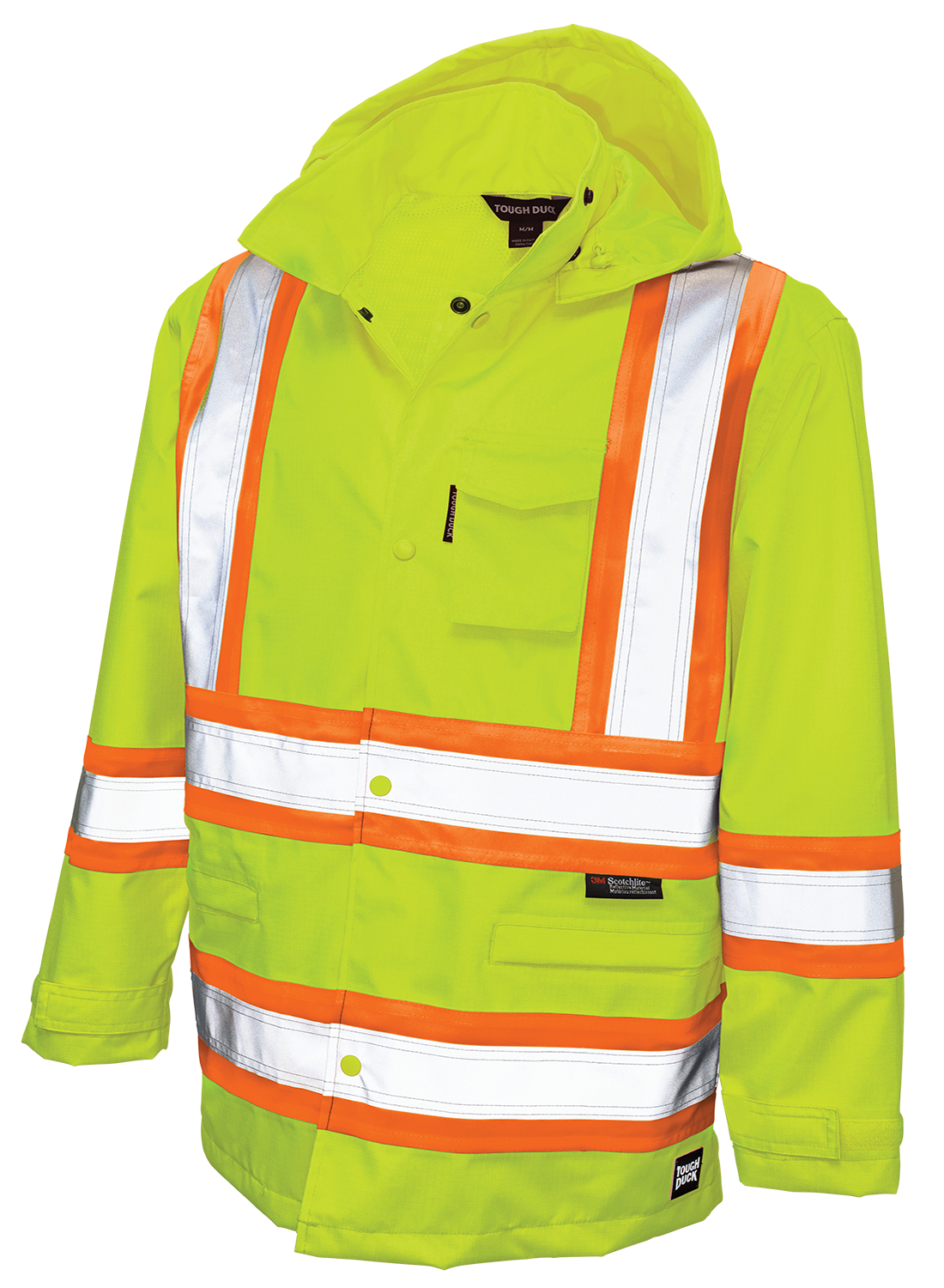 Hi-Vis Ripstop Safety Rain Jacket by Tough Duck - Style S372