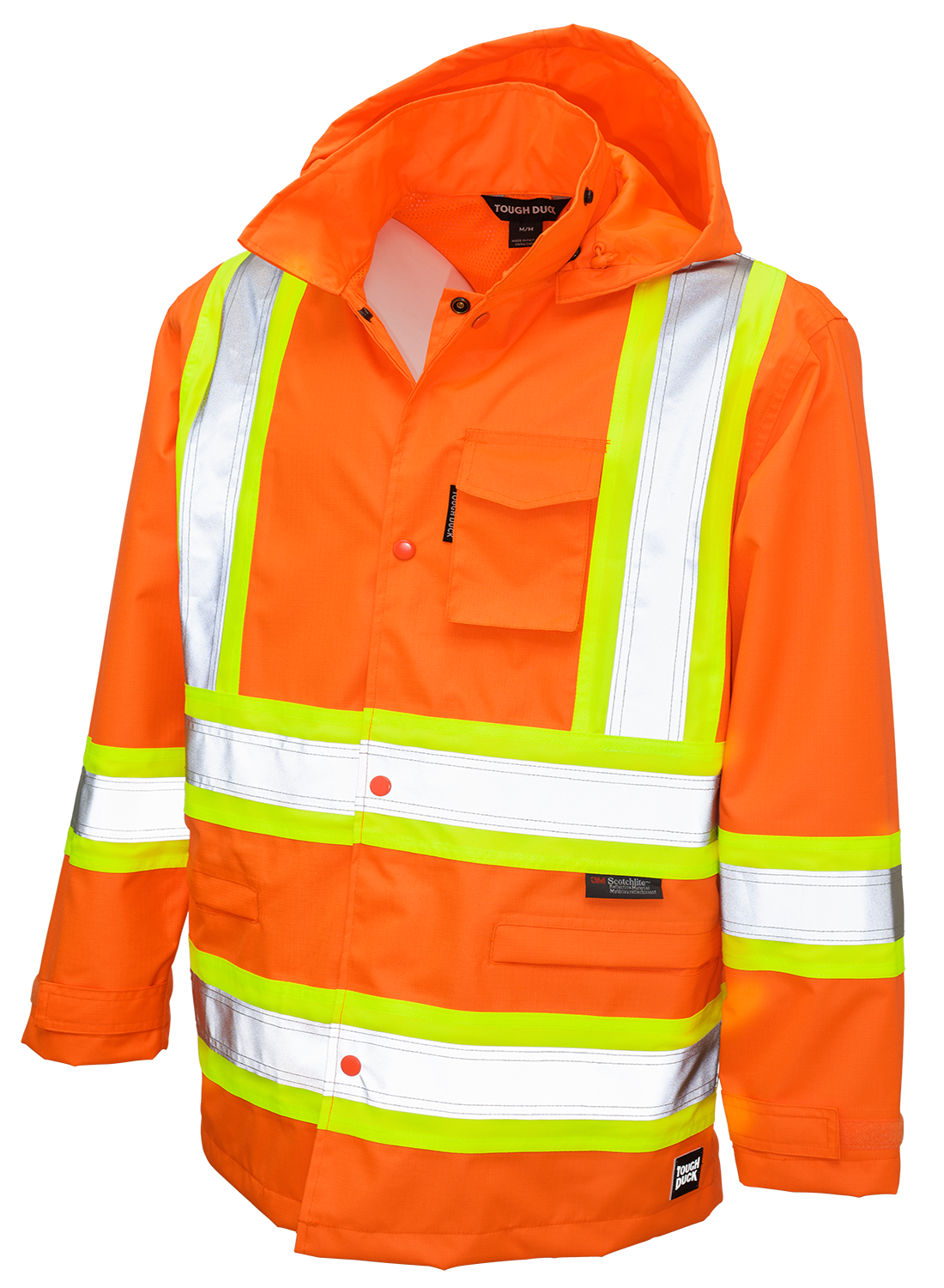 Hi-Vis Ripstop Safety Rain Jacket by Tough Duck - Style S372
