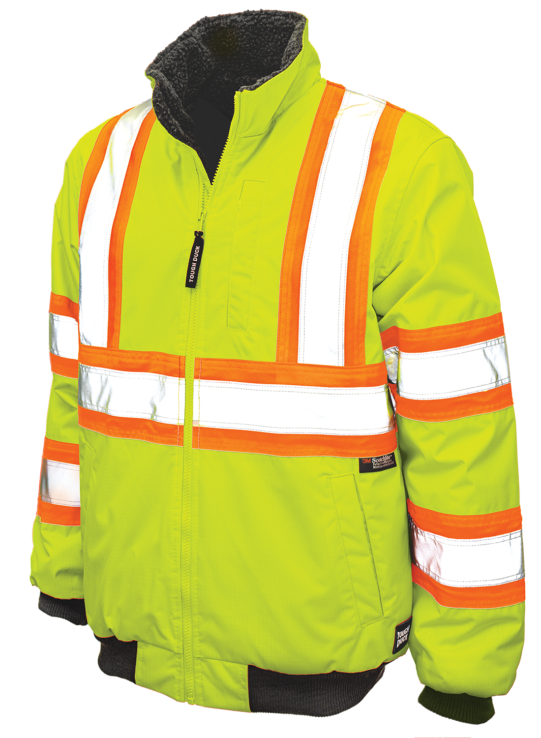 Ripstop Sherpa Lined Safety Bomber by Tough Duck - Style SJ26