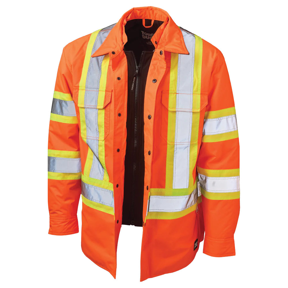 Quilt Lined Hooded Safety Jack-Shirt by Tough Duck - Style SJ51