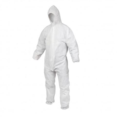 White SMS Protective Coveralls With Hood by CleanShield - Style SMSC50