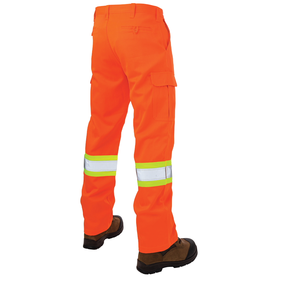 Orange Hi-Vis Relaxed Fit Twill Safety Cargo Work Pant by Tough Duck - Style SP01