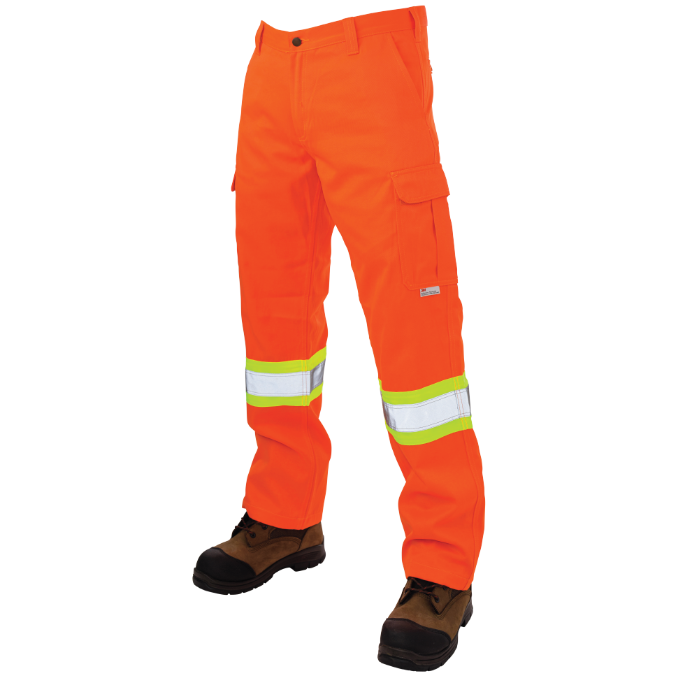 Orange Hi-Vis Relaxed Fit Twill Safety Cargo Work Pant by Tough Duck - Style SP01
