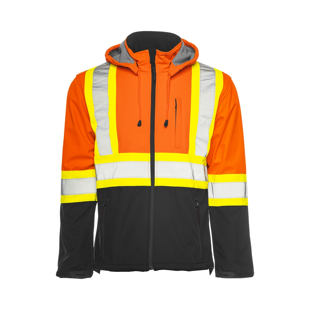 Hi-Vis Soft Shell Jacket w/Detachable Hood by Ground Force - Style TJ2