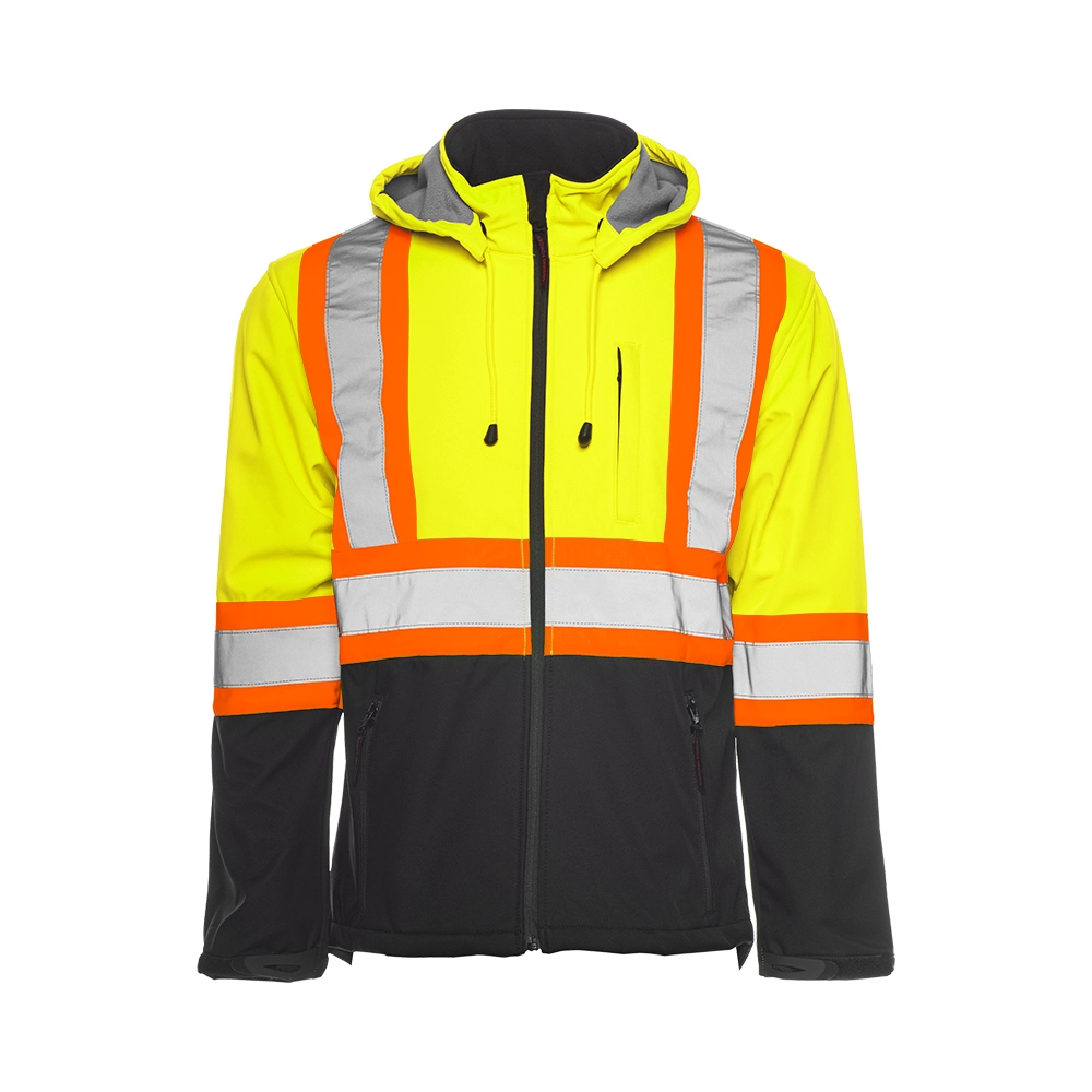 Hi-Vis Soft Shell Jacket w/Detachable Hood by Ground Force - Style TJ2