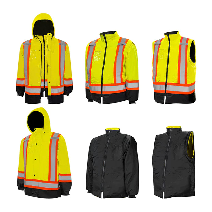 Hi-Vis 6-In-1 Winter Traffic Parka by Ground Force- Style TP6