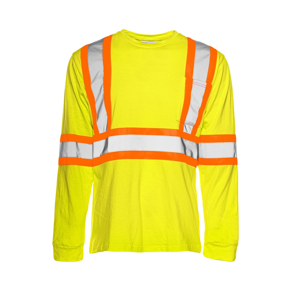 Hi-Vis 100% Cotton Long Sleeve T-Shirt by Ground Force - Style TT4