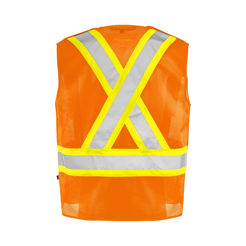Hi-Vis 5 Pt. Tear-Away Mesh Traffic Vest, 4 Pockets by Ground Force - Style TV3