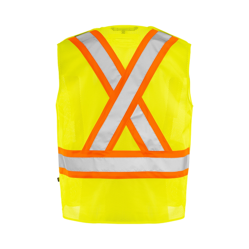 Hi-Vis 5 Pt. Tear-Away Mesh Traffic Vest, 4 Pockets by Ground Force - Style TV3
