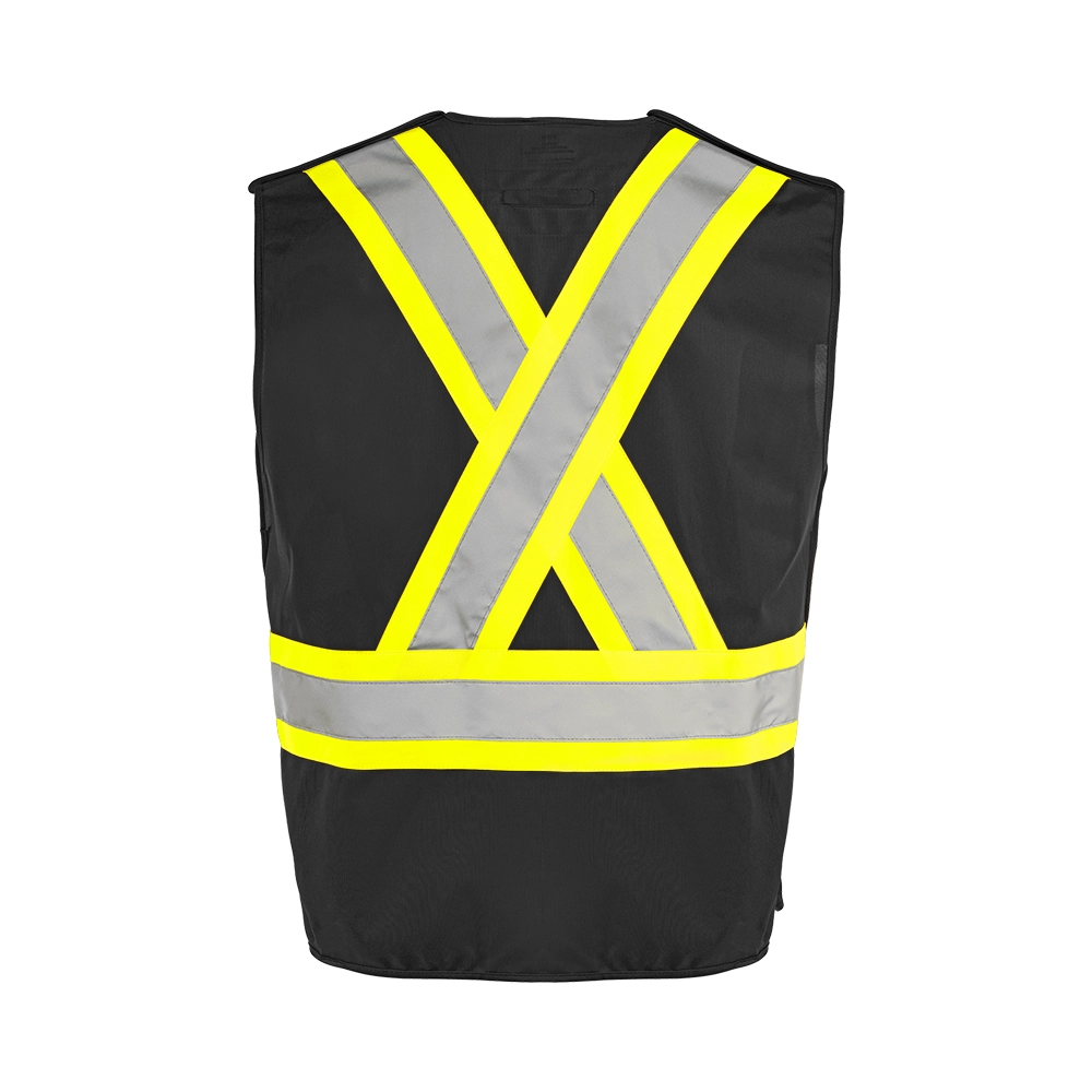 Hi-Vis 5 Pt. Tear-Away Solid Traffic Vest, 4 Pockets by Ground Force - Style TV4