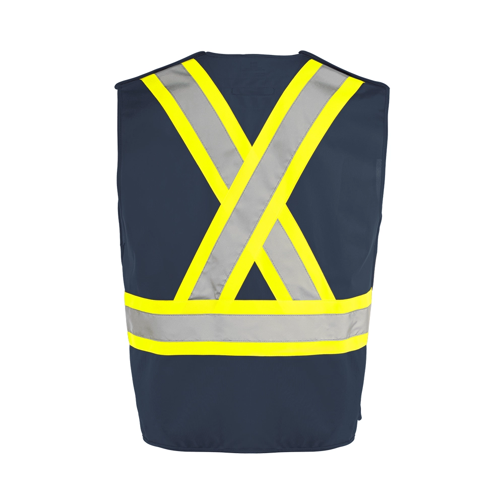 Hi-Vis 5 Pt. Tear-Away Solid Traffic Vest, 4 Pockets by Ground Force - Style TV4