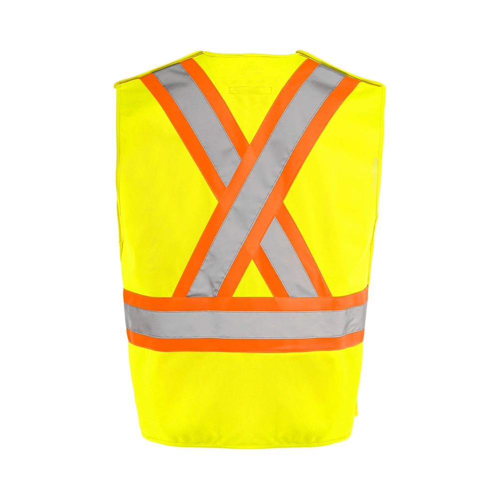 Hi-Vis 5 Pt. Tear-Away Solid Traffic Vest, 4 Pockets by Ground Force - Style TV4