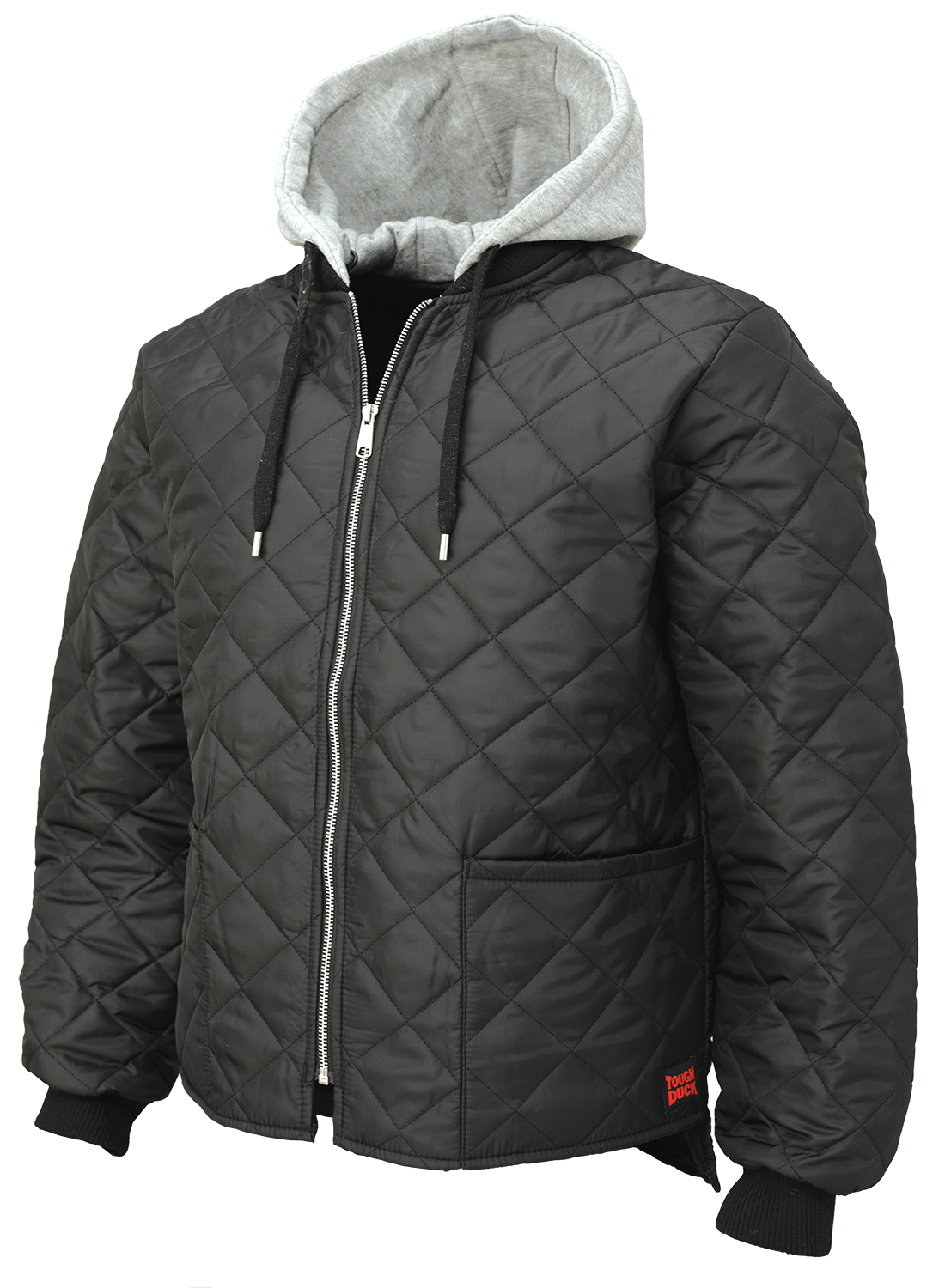Black Quilted Hooded Freezer Jacket by Tough Duck - Style WJ26
