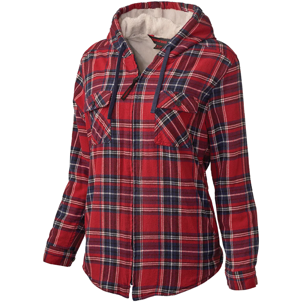 Women’s Plush Pile-Lined Hooded Flannel by Tough Duck - Style WS12