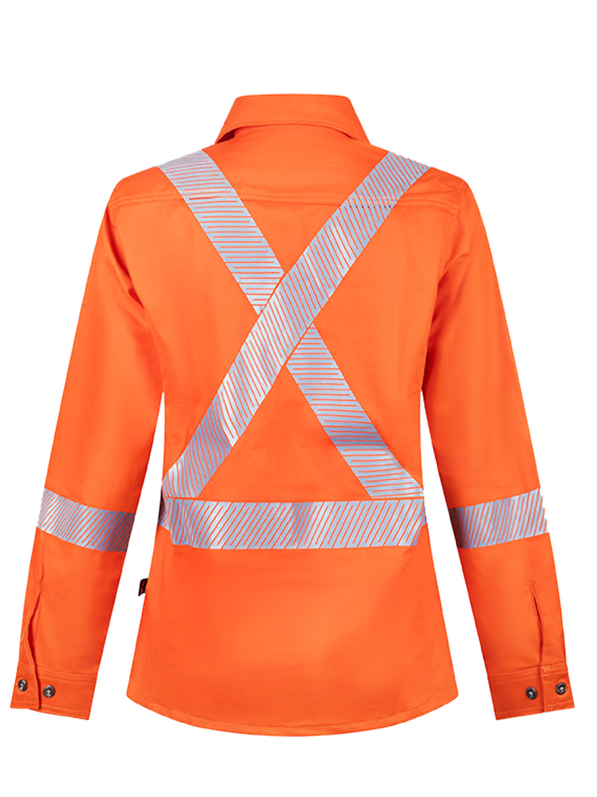 Women's Orange Avenger work shirt by IFR Workwear, style 471, back view