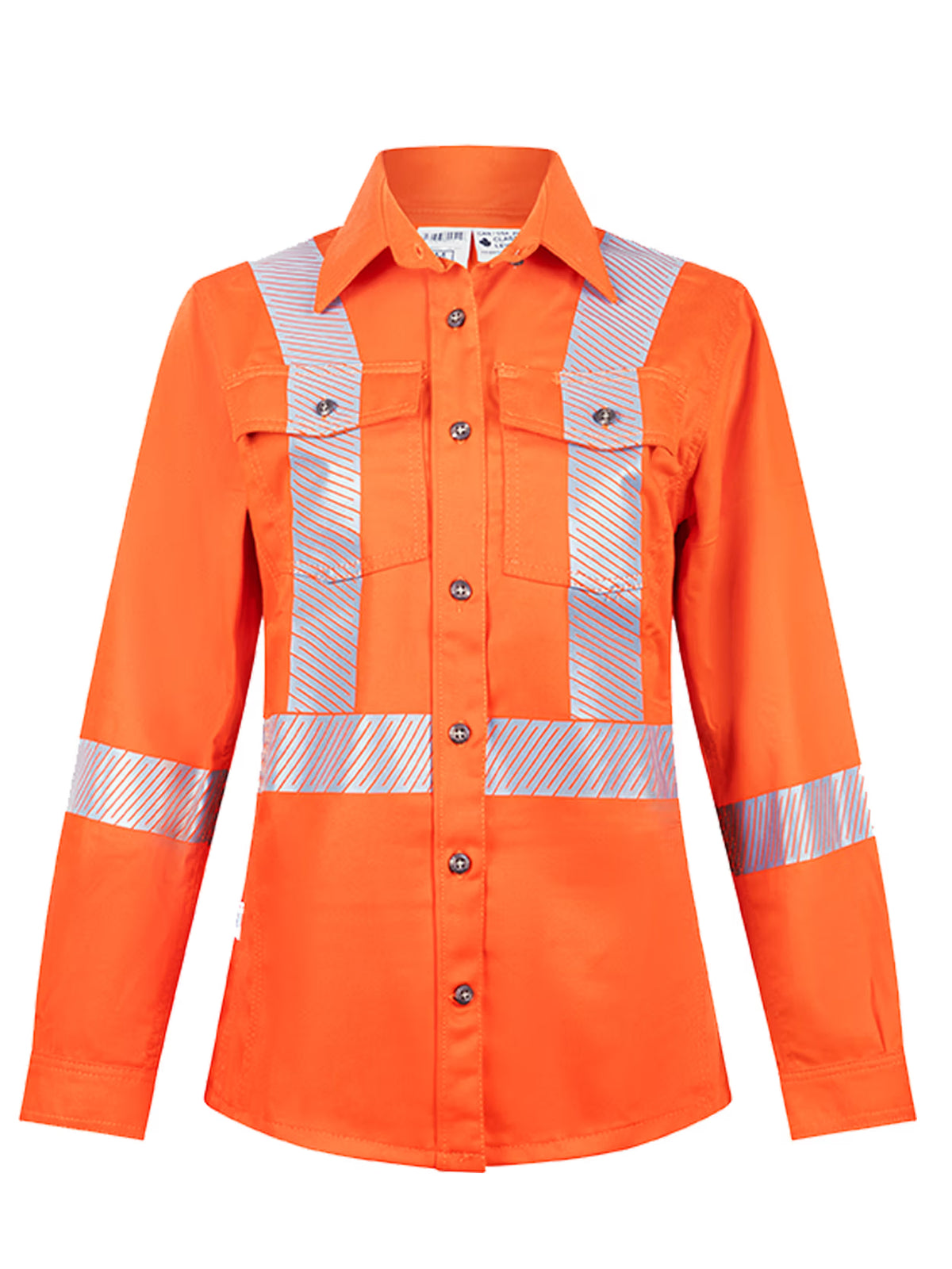 Women's Orange Avenger work shirt by IFR Workwear, style 471, front view