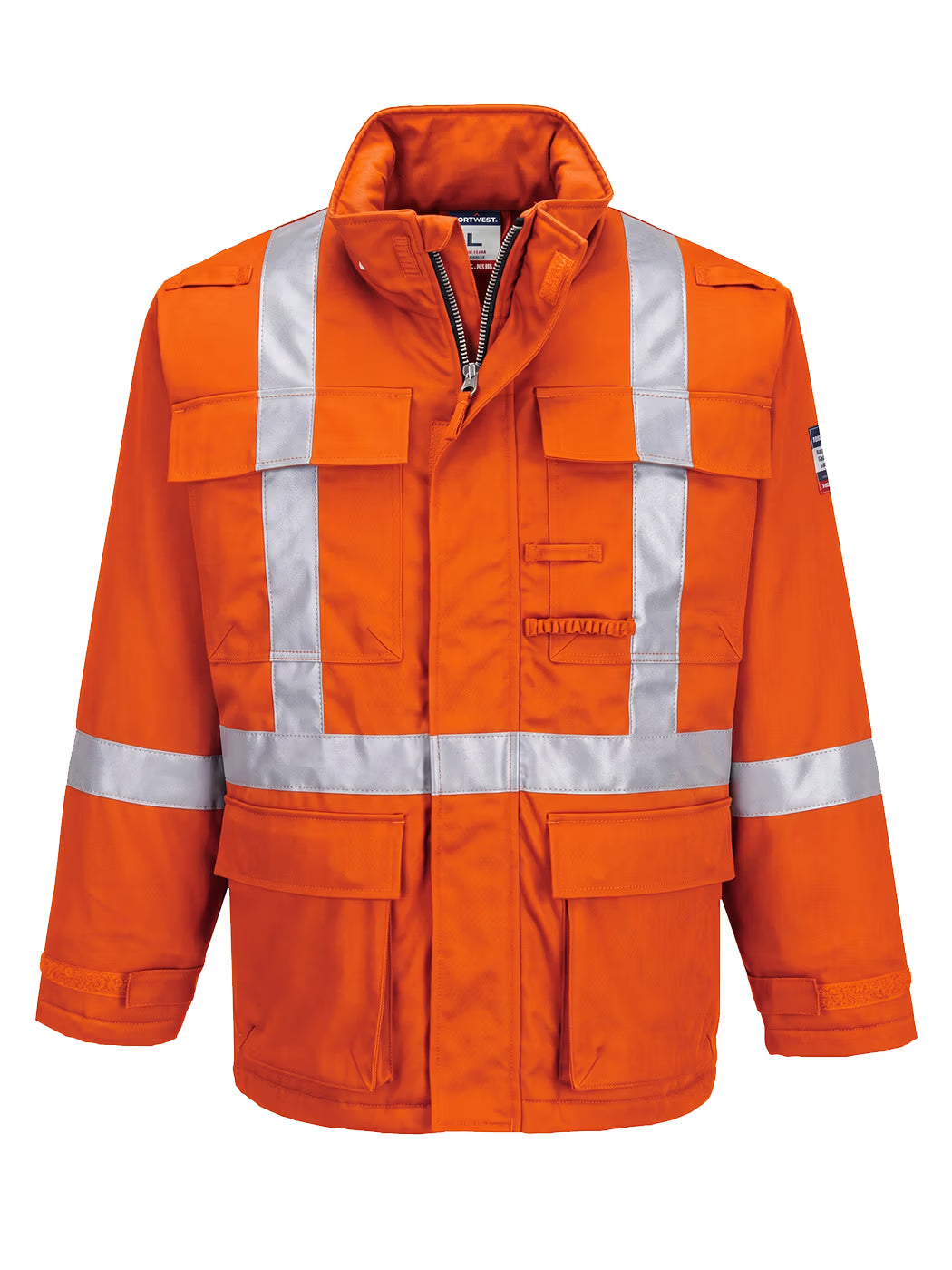 Portwest Bizflame FR621 insulated parka — Orange, front view