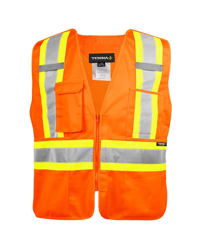 Hi-Vis 5 Point Tear Away Vest With Zipper by TERRA Workwear - Style 116585
