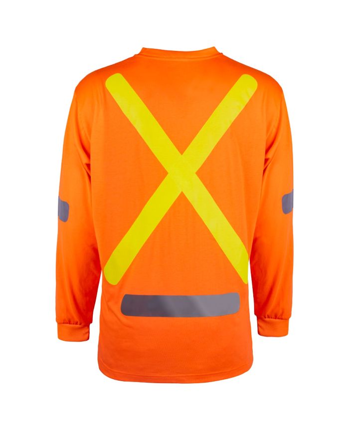 Orange 100 % Cotton Hi-Vis Long Sleeve Shirt by TERRA Workwear - Style 116617
