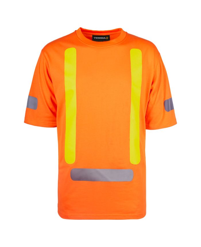 Orange 100% Cotton Hi-Vis Short Sleeve Shirt by TERRA Workwear - Style 116619
