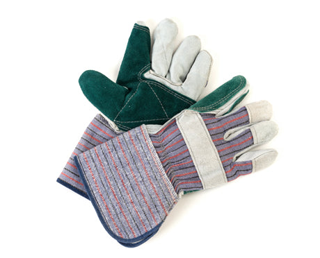 Split Leather Double Palm Work Gloves, Extended Cuff