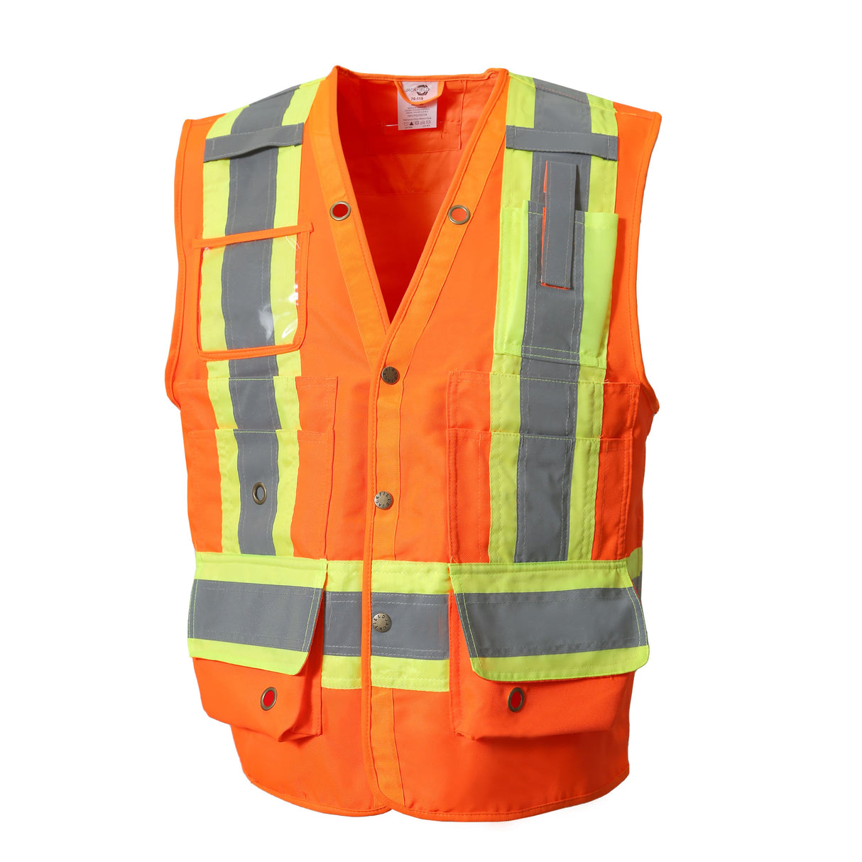 Hi-Vis Orange Surveyors Vest with 15 Pockets by Jackfield - Style 70-119
