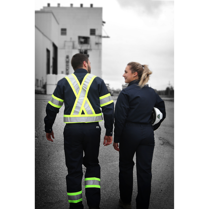 Long Sleeve Work Shirt w/Snaps & Hi Vis Striping by GATTS Workwear - Style 625SX4