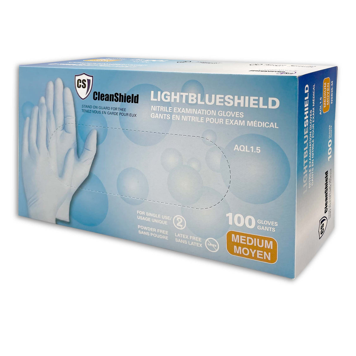LightBlue Shield Nitrile Examination Gloves - Style NSB35 - 3.5 Mil